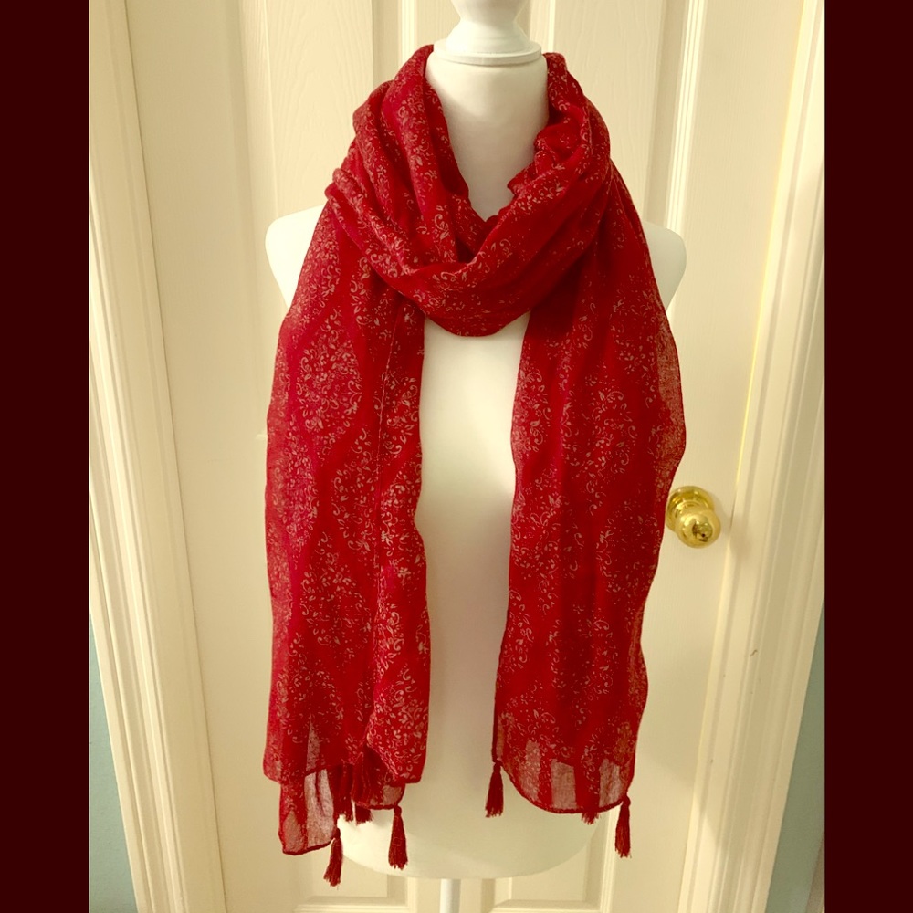 NWOT red printed scarf